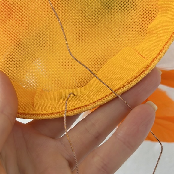 Derby, Tea Party, Wedding Guest fascinator, orange, yellow, feathers, flowers